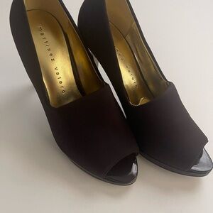 Martinez Valero Purple Heels with Peep Toe and High Sturdy Heel